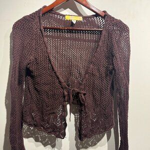 Brown open-knit cardigan from Urban Outfitters